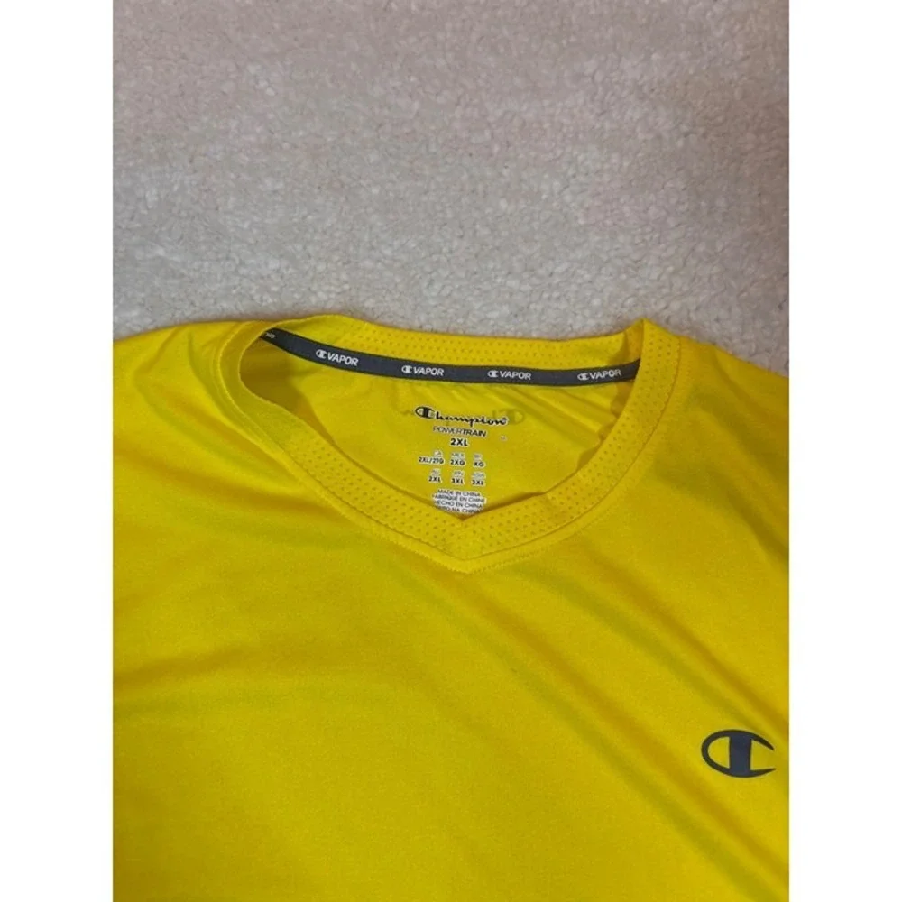Champion Powertrain Vapor Shirt Mens 2XL Yellow Grey Excellent Performance Tee - Picture 5 of 12